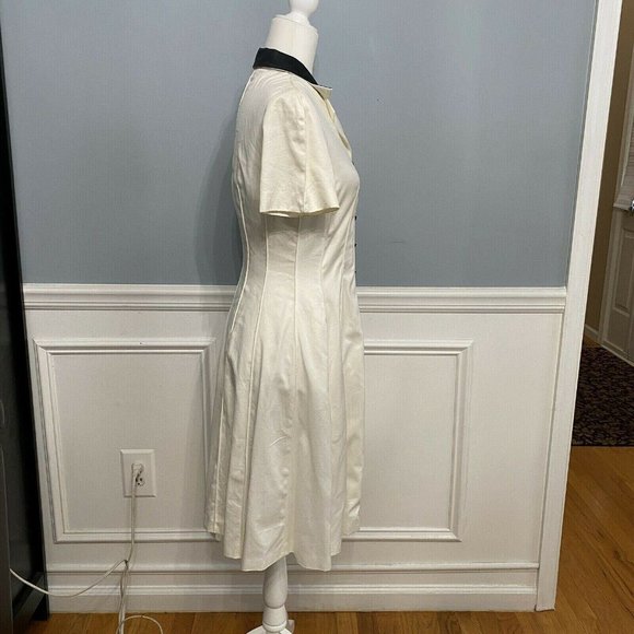 Vintage Fendi Dress Pinup Vintage Pockets White Pleated Collared 6 - Picture 3 of 11